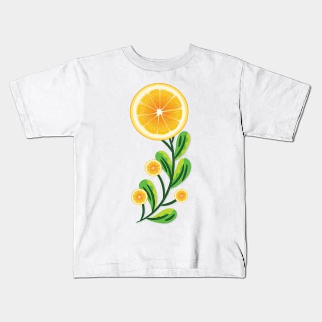 Orange fruit flower Kids T-Shirt by Salma Ismail